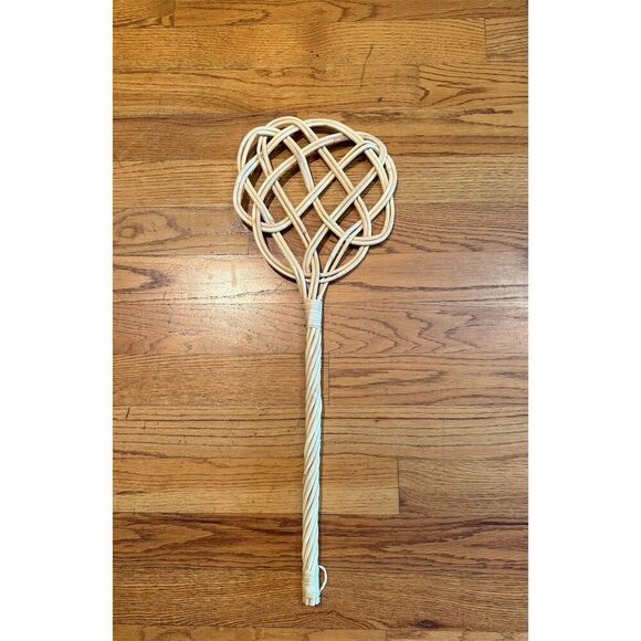 SOLD Vintage Rattan Woven Carpet Rug Beater 30 in - Picture 2 of 3
